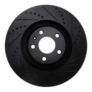 Audi A6 Quattro Brake Rotor (1) - Front Right - R1 Concepts - Drilled & Slotted - Black - `05-`11